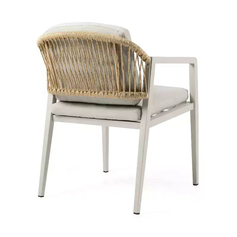 Set da pranzo da esterno 7 pezzi Patio con sedia da pranzo in PE Rattan e tavolo da pranzo allungabile, legno di acacia, grigio+naturale-ModernLuxe