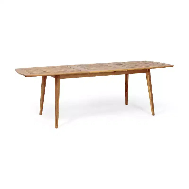 Set da pranzo da esterno 7 pezzi Patio con sedia da pranzo in PE Rattan e tavolo da pranzo allungabile, legno di acacia, grigio+naturale-ModernLuxe