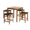 LuxenHome Outdoor Acacia Wood 4-Person Counter Height Table with 4 Stools Set Brown