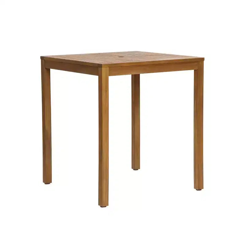 LuxenHome Set Tavolo Alto da Esterno in Legno di Acacia con 4 Sgabelli, per 4 Persone, Marrone