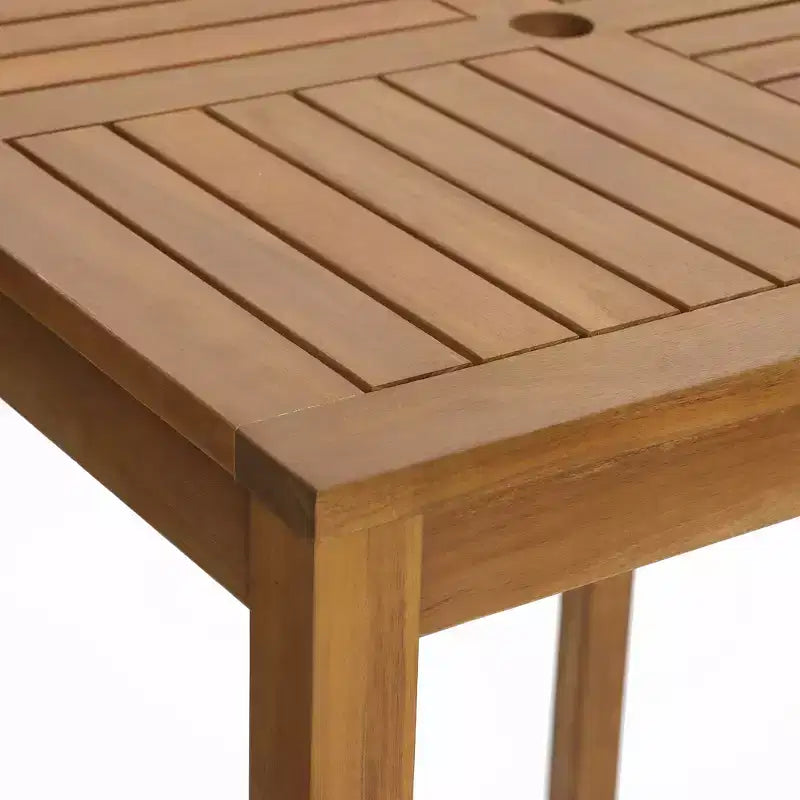 LuxenHome Set Tavolo Alto da Esterno in Legno di Acacia con 4 Sgabelli, per 4 Persone, Marrone