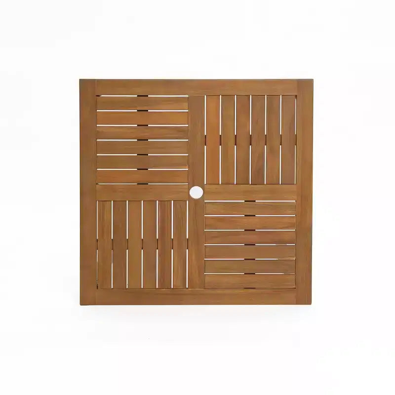 LuxenHome Set Tavolo Alto da Esterno in Legno di Acacia con 4 Sgabelli, per 4 Persone, Marrone