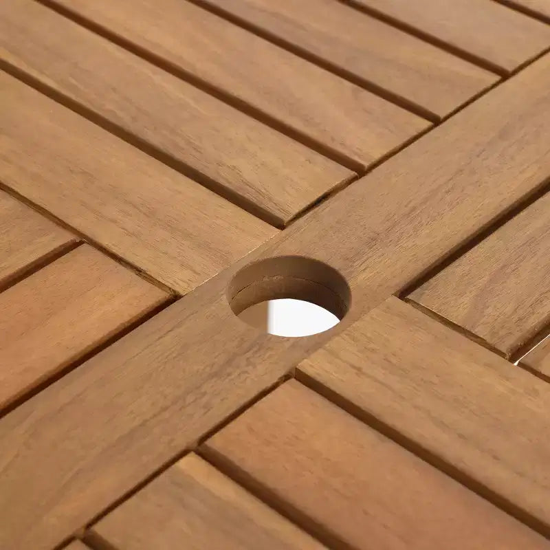 LuxenHome Set Tavolo Alto da Esterno in Legno di Acacia con 4 Sgabelli, per 4 Persone, Marrone