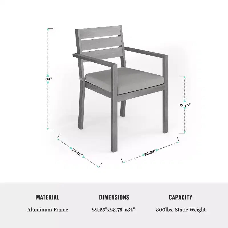 Set da patio Martha Stewart Bedford per interni-esterni con tavolo da 71 pollici e 8 sedie da pranzo con finitura in alluminio spazzolato effetto legno e cuscini per seduta resistenti alle intemperie