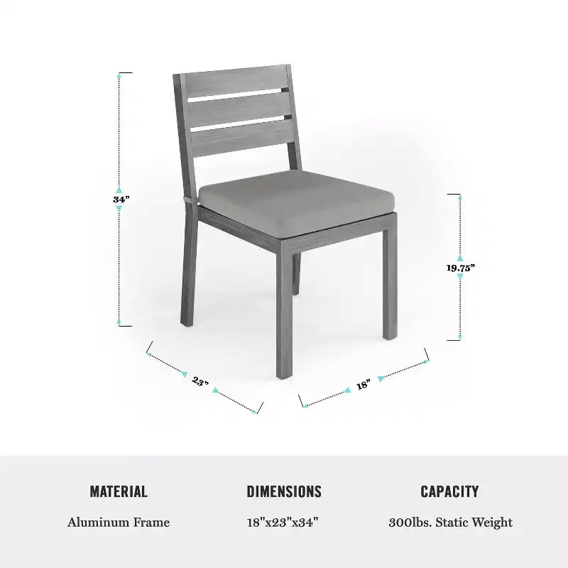 Set da patio Martha Stewart Bedford per interni ed esterni con tavolo da 62 pollici e 6 sedie da pranzo con finitura in alluminio spazzolato effetto legno e cuscino di seduta per tutte le stagioni