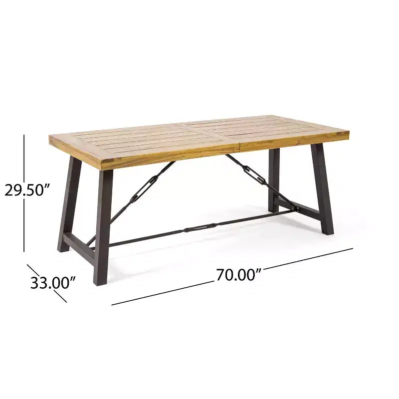 GDFStudio Latona Set da Pranzo da Esterno a 6 Pezzi in Legno di Acacia e Vimini con Panca, Teak/Crema