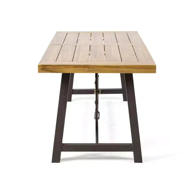 GDFStudio Latona Set da Pranzo da Esterno a 6 Pezzi in Legno di Acacia e Vimini con Panca, Teak/Crema