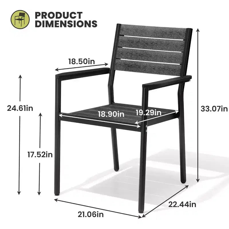 Crestlive Products Set da pranzo da esterno in alluminio da 7 pezzi, tavolo da 180 cm e 6 sedie con piano in legno sintetico e foro per ombrellone per piscina, prato