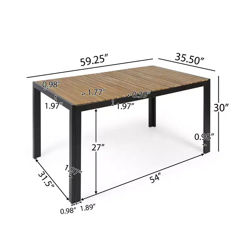 Christopher Knight Home Lemyra Set da pranzo da 7 pezzi in mesh e legno di acacia per esterni, teak/nero