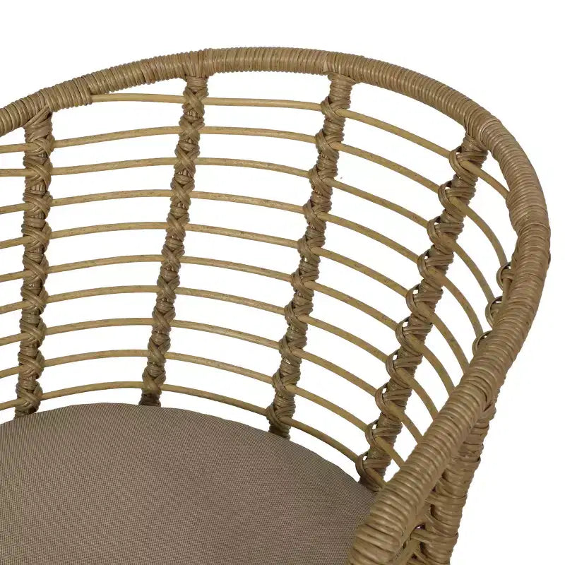 Christopher Knight Home Rogge Set da Pranzo Espandibile da Esterno a 7 Pezzi in Vimini e Alluminio con Cuscini, Marrone Chiaro/Nero Opaco