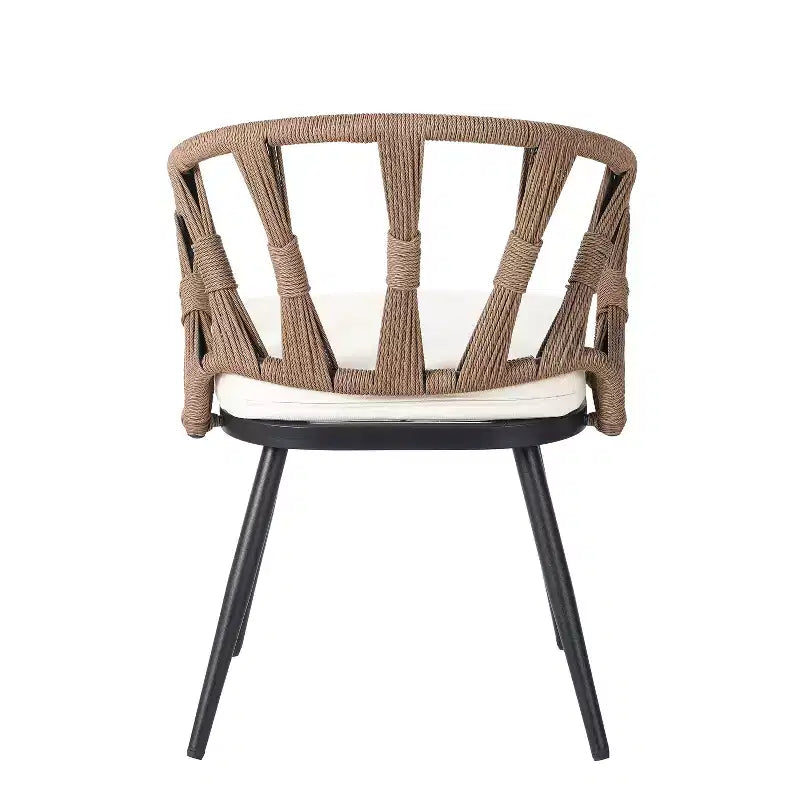 Set da esterno contemporaneo Whisen con sedie in rattan PE e tavolo in legno plastico, adatto per giardini e prati