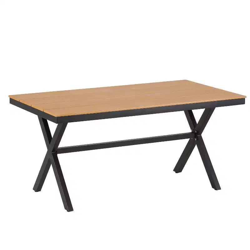 Set da esterno contemporaneo Whisen con sedie in rattan PE e tavolo in legno plastico, adatto per giardini e prati