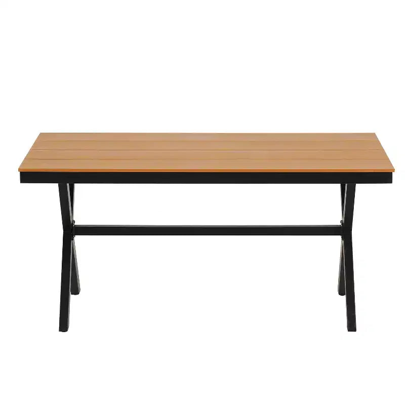 Set da esterno contemporaneo Whisen con sedie in rattan PE e tavolo in legno plastico, adatto per giardini e prati