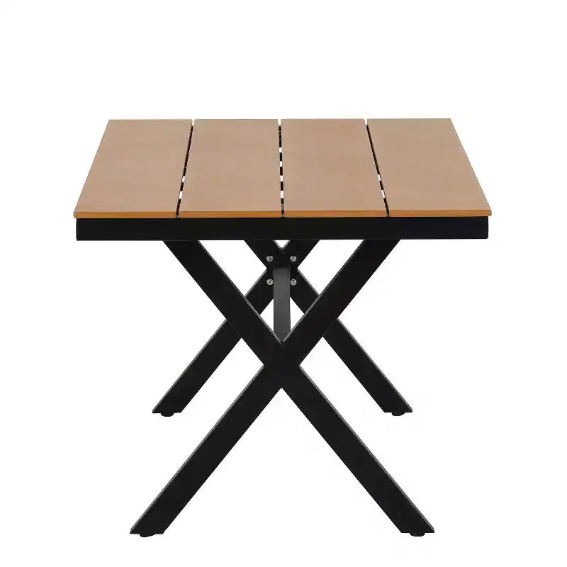 Set da esterno contemporaneo Whisen con sedie in rattan PE e tavolo in legno plastico, adatto per giardini e prati