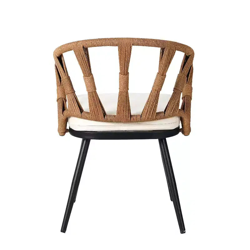 Set da esterno contemporaneo Whisen con sedie in rattan PE e tavolo in legno plastico, adatto per giardini e prati