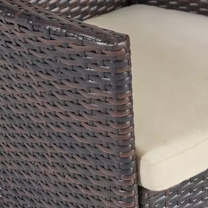 Set da pranzo a 7 pezzi Christopher Knight Home per esterno in legno di acacia e vimini con cuscini