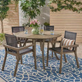 Christopher Knight Home Lockett Outdoor Mesh and Acacia Wood 5 Piece Dining Set