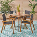 Christopher Knight Home Chaucer Outdoor Acacia Wood and Mesh 5 Piece Dining Set