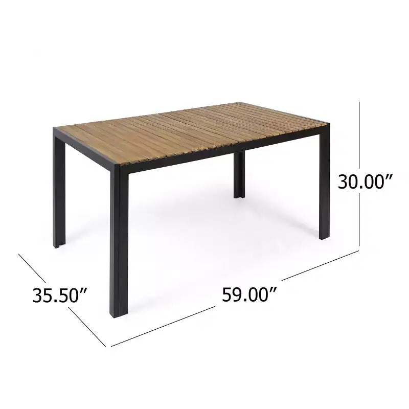 Christopher Knight Home Flora Set da pranzo da 7 pezzi da esterno in legno di acacia e resina, nero e teak