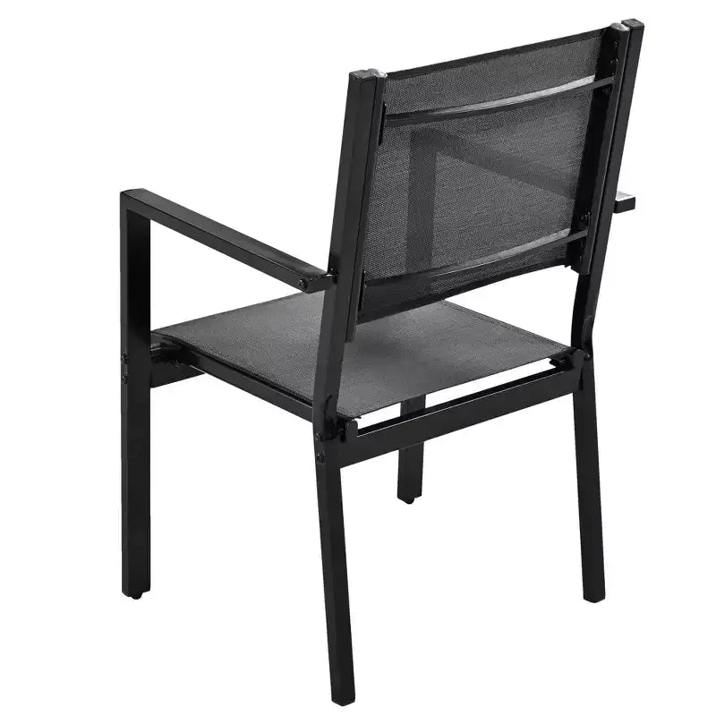 Whisen Set da Pranzo da Esterno in Acciaio a 7 Pezzi Resistente alle Intemperie, Set da Pranzo per Patio per Balcone, Giardino