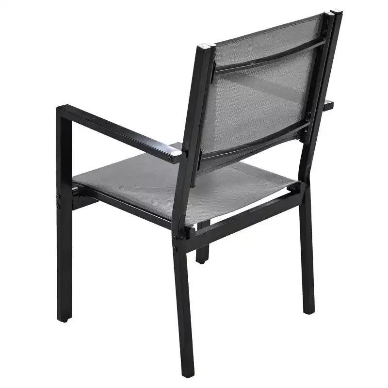 Whisen Set da Pranzo da Esterno in Acciaio a 7 Pezzi Resistente alle Intemperie, Set da Pranzo per Patio per Balcone, Giardino