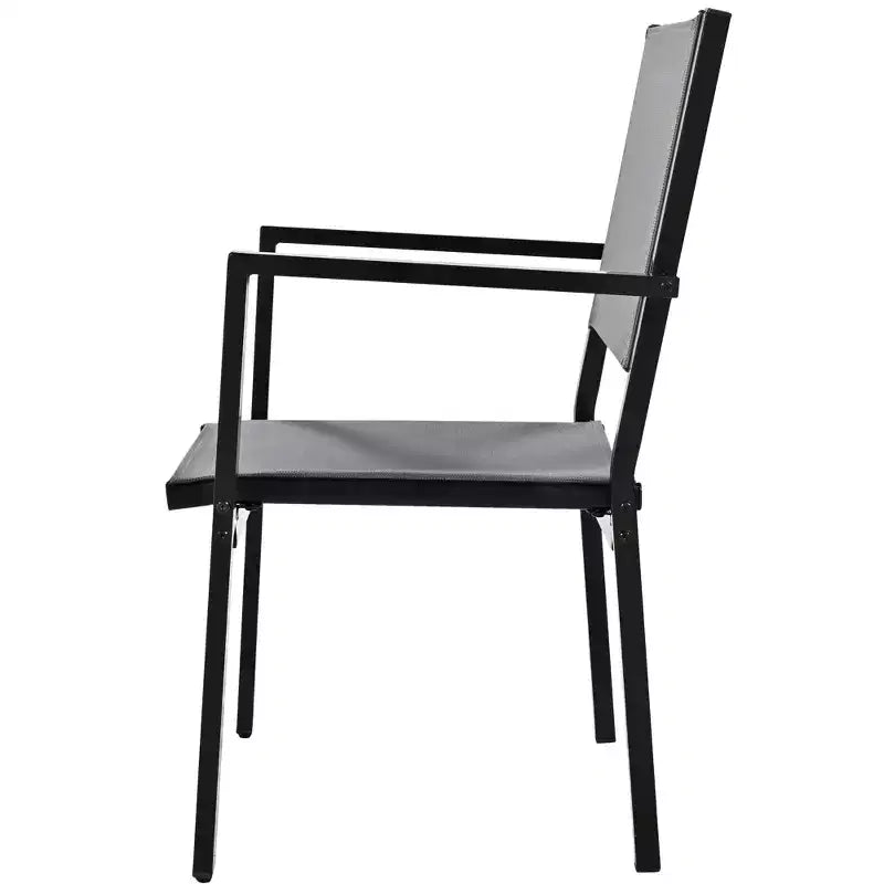Whisen Set da Pranzo da Esterno in Acciaio a 7 Pezzi Resistente alle Intemperie, Set da Pranzo per Patio per Balcone, Giardino