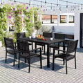 Whisen 7-Piece Weather Resistant Steel Outdoor Table and Chair Dining Sets, Patio Dining Set for Balcony, Backyard
