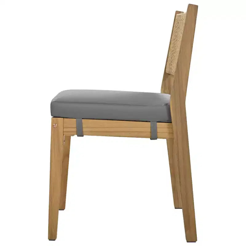 Set da pranzo con tavolo e sedie Whisen in legno di acacia per esterni, multi-persona, con cuscini spessi, adatto per balcone, cortile e giardino