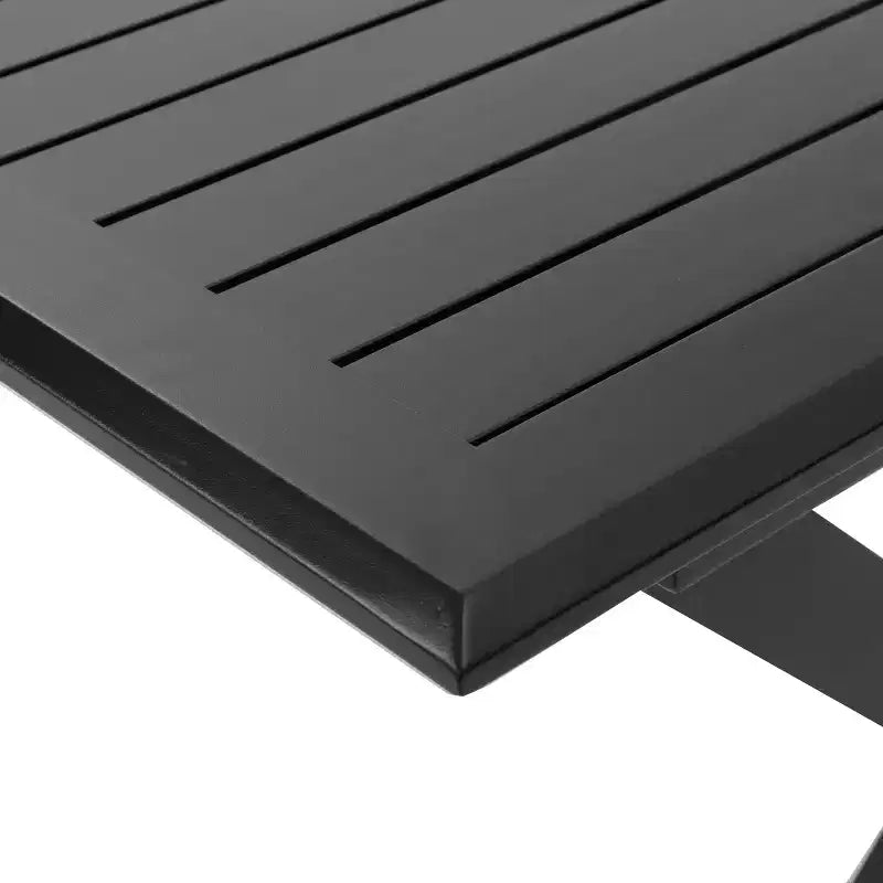 GDFStudio Benway - Set da pranzo da 7 pezzi da esterno, in vimini e alluminio, con cuscini, marrone chiaro/nero