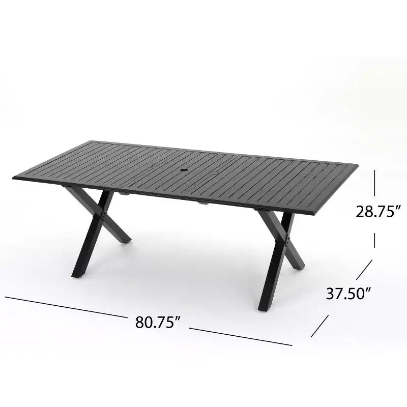 GDFStudio Benway - Set da pranzo da 7 pezzi da esterno, in vimini e alluminio, con cuscini, marrone chiaro/nero