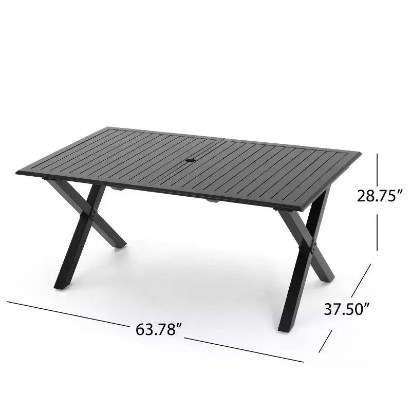 GDFStudio Benway - Set da pranzo da 7 pezzi da esterno, in vimini e alluminio, con cuscini, marrone chiaro/nero
