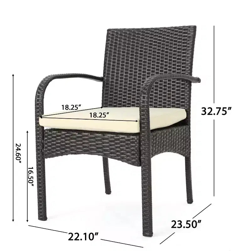 Christopher Knight Home Ballard Set da pranzo da esterno 7 pezzi in vimini e legno di acacia con cuscini, Teak/Marrone multicolor
