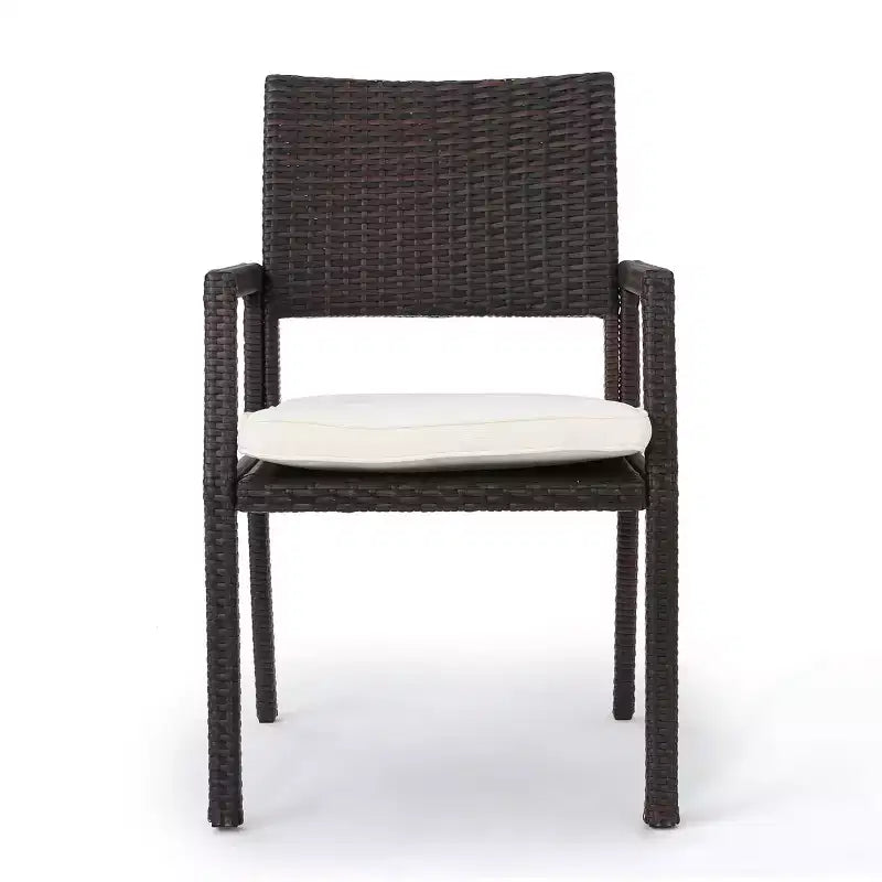 Christopher Knight Home Aisha Set da pranzo da esterno a 6 pezzi in vimini e alluminio con panca, Multimarrone/Marrone