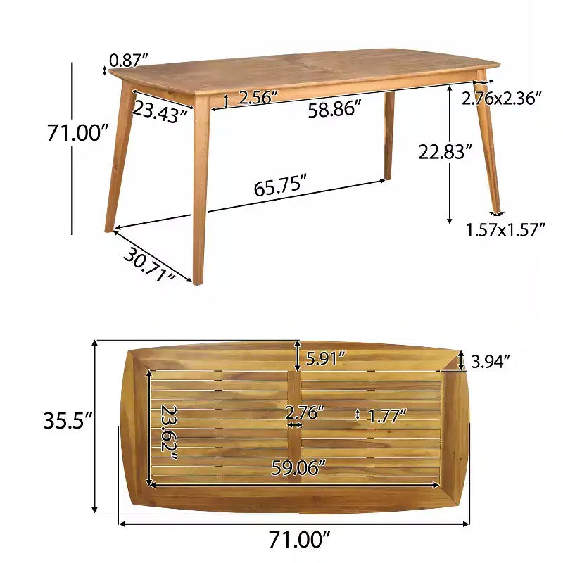Christopher Knight Home Reese Set da Pranzo da Esterno 7 Pezzi in Rattan e Legno di Acacia con Cuscino, Marrone/Teak