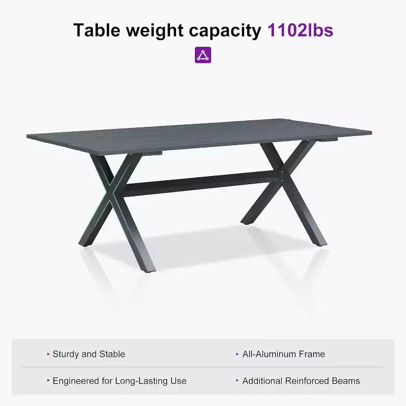 Set da pranzo da patio PURPLE LEAF in vimini resistente alle intemperie, set tavolo e sedie da esterno in alluminio per l'arredamento del giardino, set di mobili moderni per la cucina