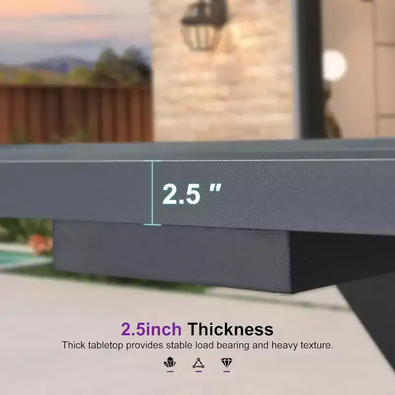 Set da pranzo da patio PURPLE LEAF in vimini resistente alle intemperie, set tavolo e sedie da esterno in alluminio per l'arredamento del giardino, set di mobili moderni per la cucina