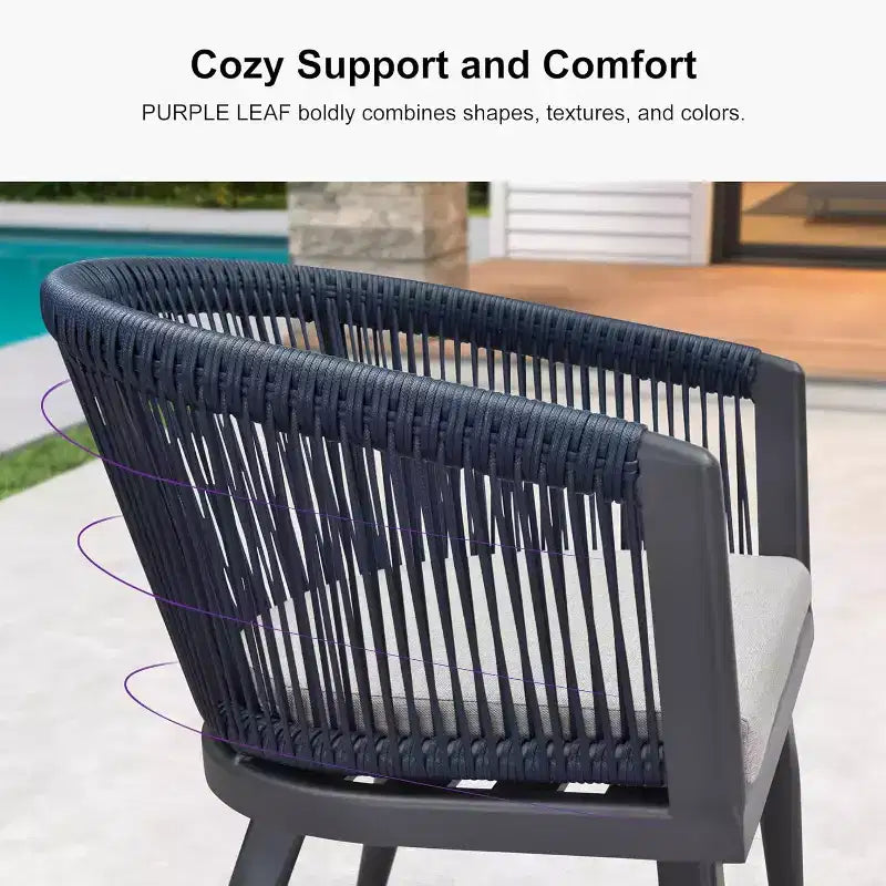 Set da pranzo da patio PURPLE LEAF in vimini resistente alle intemperie, set tavolo e sedie da esterno in alluminio per l'arredamento del giardino, set di mobili moderni per la cucina
