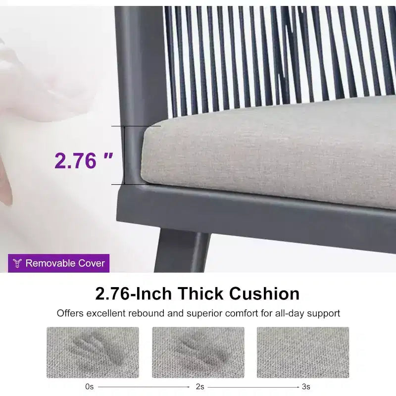 Set da pranzo da patio PURPLE LEAF in vimini resistente alle intemperie, set tavolo e sedie da esterno in alluminio per l'arredamento del giardino, set di mobili moderni per la cucina