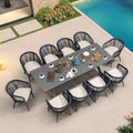 PURPLE LEAF Patio Dining Set All-Weather Wicker Aluminium Outdoor Table and Chairs Set for Backyard Decor Kitchen Modern Furniture Set