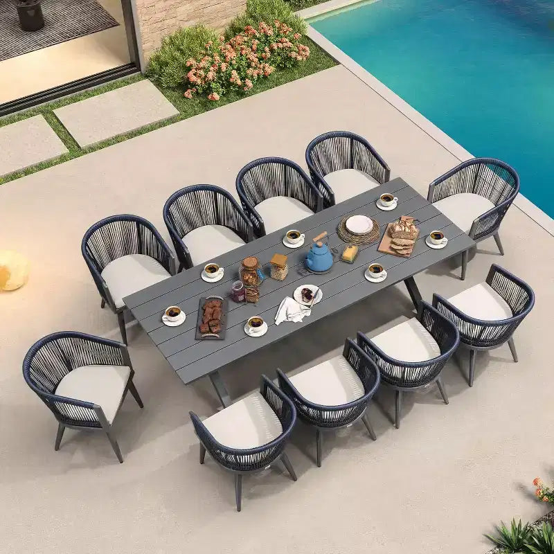 PURPLE LEAF Patio Dining Set All-Weather Wicker Aluminium Outdoor Table and Chairs Set for Backyard Decor Kitchen Modern Furniture Set