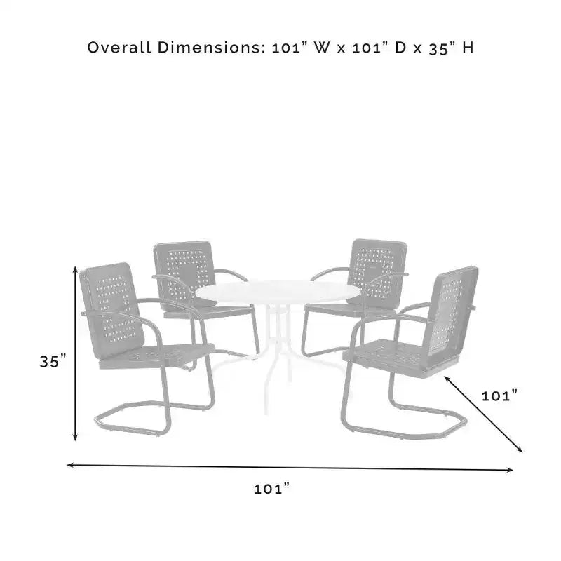 HomeStock Bates Set da Pranzo da Esterno in Metallo da 5 Pezzi con Tavolo da Pranzo e 4 Poltrone