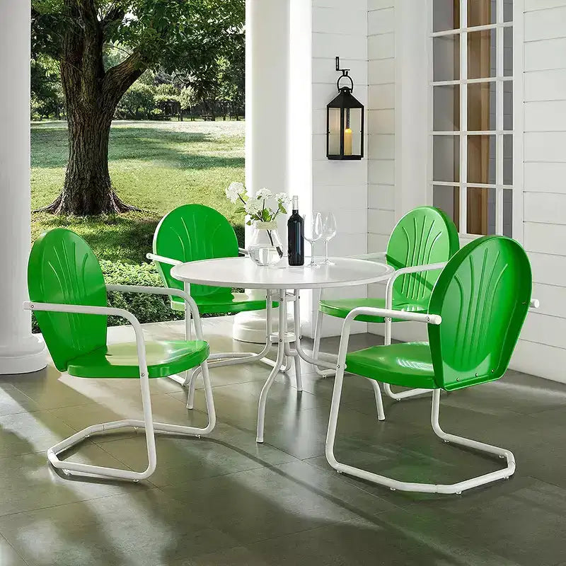 HomeStock Griffith, set da pranzo da esterni in metallo, 5 pezzi - tavolo e 4 sedie