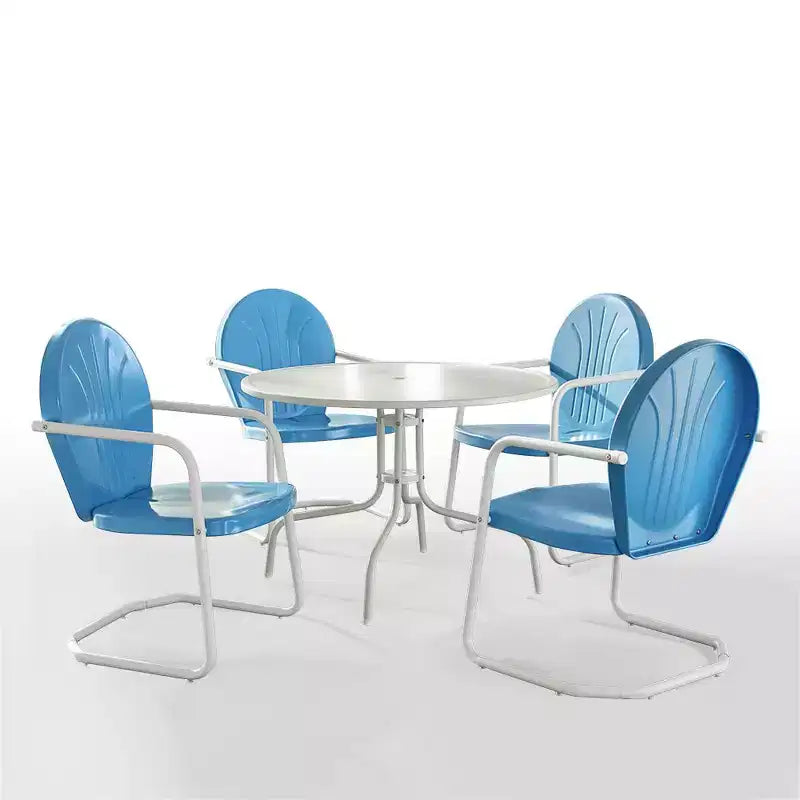 HomeStock Griffith, set da pranzo da esterni in metallo, 5 pezzi - tavolo e 4 sedie