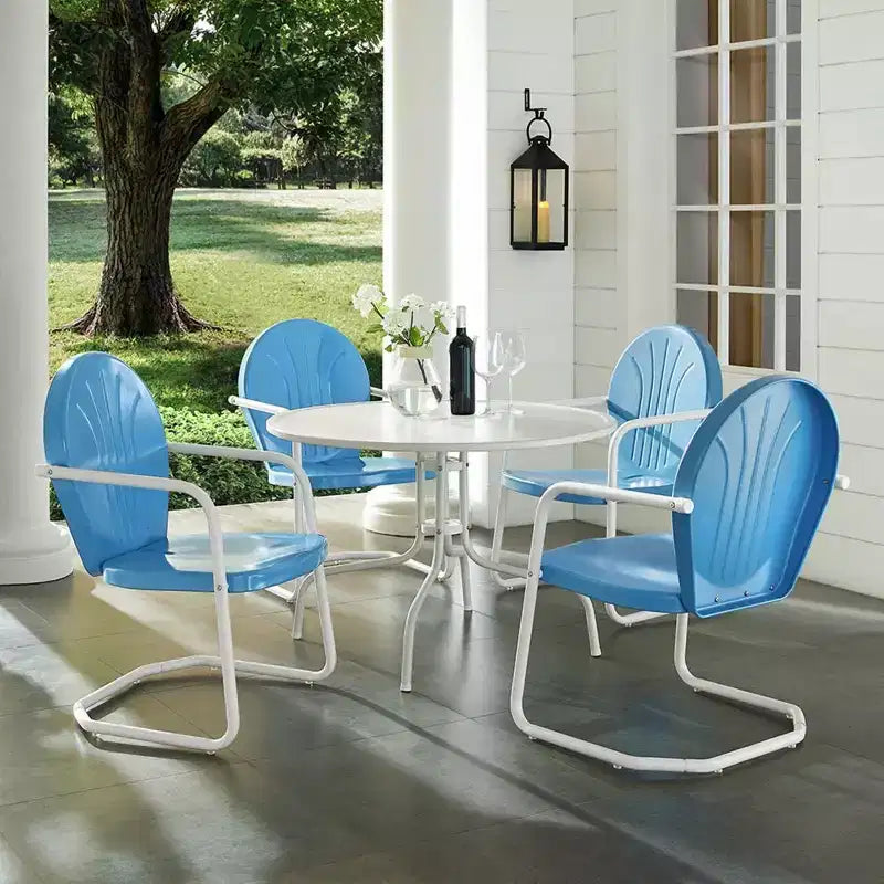 HomeStock Griffith, set da pranzo da esterni in metallo, 5 pezzi - tavolo e 4 sedie