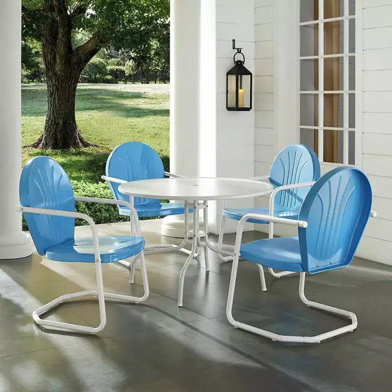 HomeStock Griffith, set da pranzo da esterni in metallo, 5 pezzi - tavolo e 4 sedie