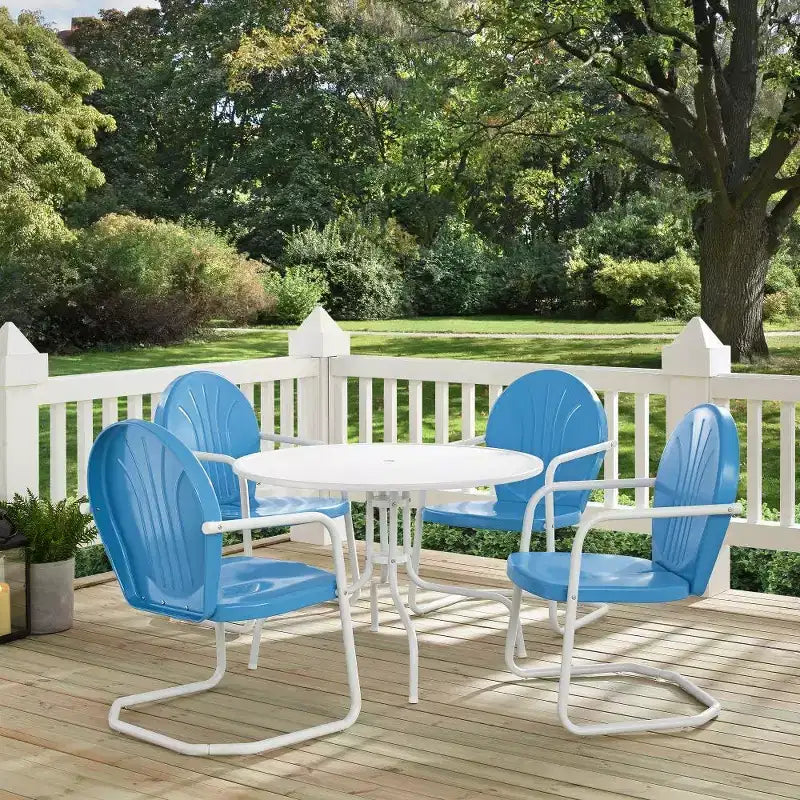 HomeStock Griffith, set da pranzo da esterni in metallo, 5 pezzi - tavolo e 4 sedie