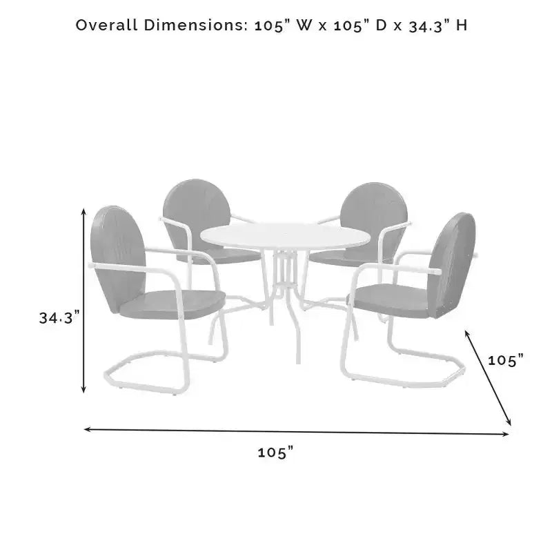 HomeStock Griffith, set da pranzo da esterni in metallo, 5 pezzi - tavolo e 4 sedie