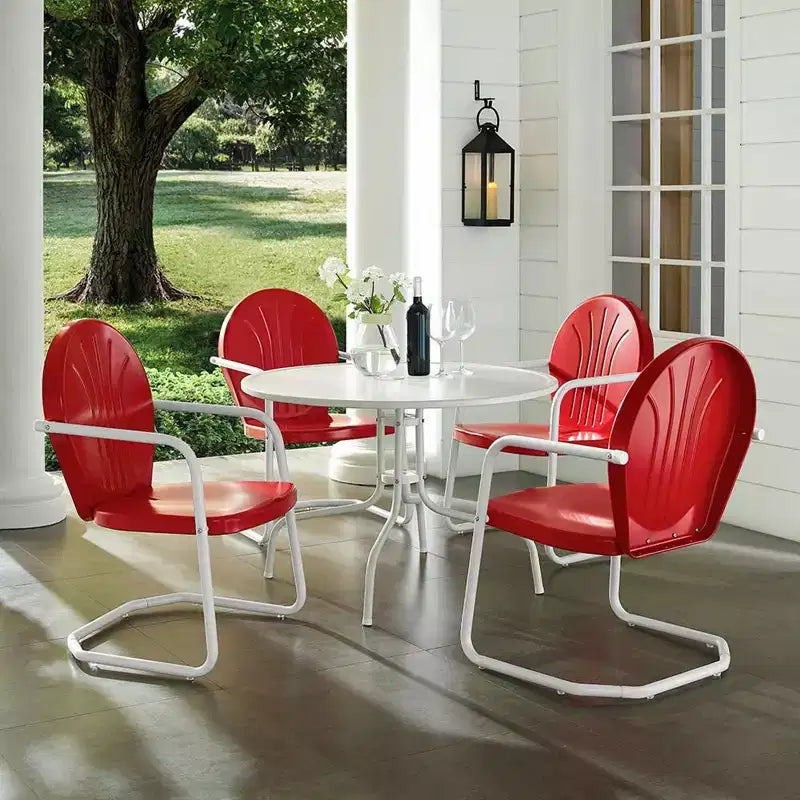 HomeStock Griffith, set da pranzo da esterni in metallo, 5 pezzi - tavolo e 4 sedie