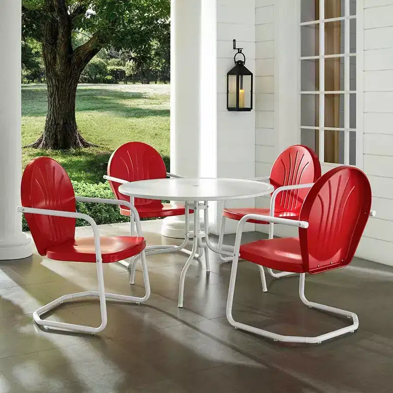 HomeStock Griffith, set da pranzo da esterni in metallo, 5 pezzi - tavolo e 4 sedie