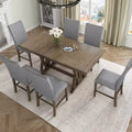 Whisen 7-Piece Dining Table Set with Upholstered Chairs and 12 Leaf